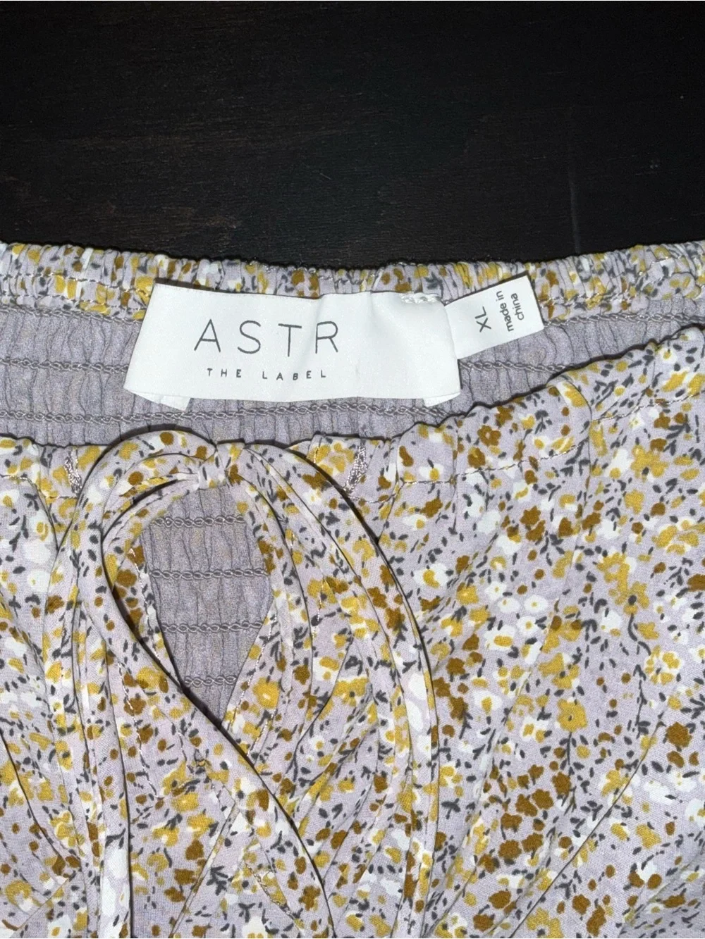 ASTR Lavender and Yellow Floral Bardot Crop Top